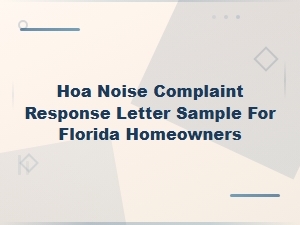 Florida Hoa Noise Complaint Response Letter