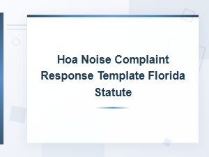Florida Hoa Noise Complaint Response Template